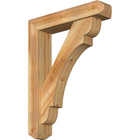 Ekena Millwork Olympic Craftsman Rough Sawn Bracket w/ Offset Brace, Western Red Cedar, 6"W x 28"D x 36"H BKT0604X28X36OLY04RWR
